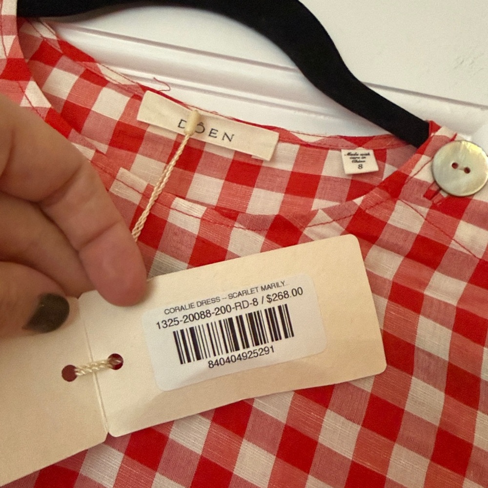 NWT Doen Coralie Dress in Scarlett Marilyn Gingham Size 8 - Picture 8 of 8